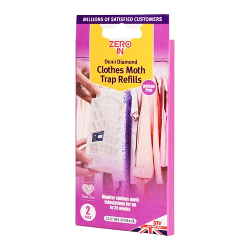 Zero In Demi-Diamond Clothes Moth Killer Refill Twinpack, Pheromone Pads with 24 Weeks of Chemical-Free Protection