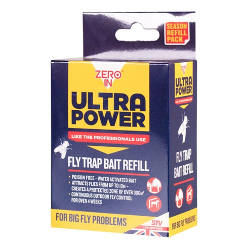 Zero In Outdoor Fly Trap Refill Sachets 6 x 8 g, Poison-Free Fly Bait for Over 4 Weeks of Outdoor Fly Control