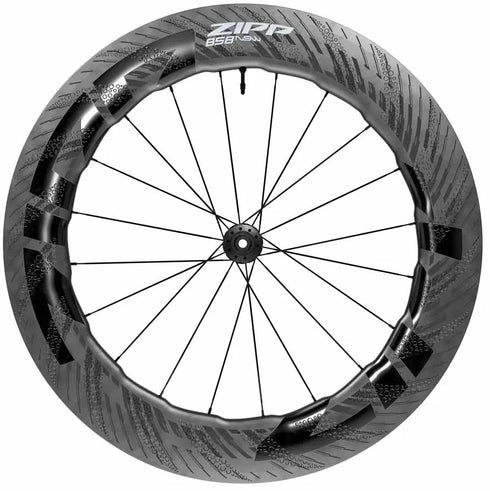 Zipp 858 NSW tubeless disc brake front wheel, carbon black, side view