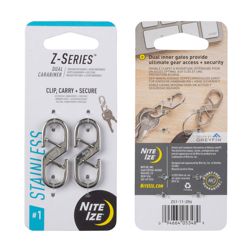 Nite Ize Z-Series #1 dual carabiner 2 pack, stainless