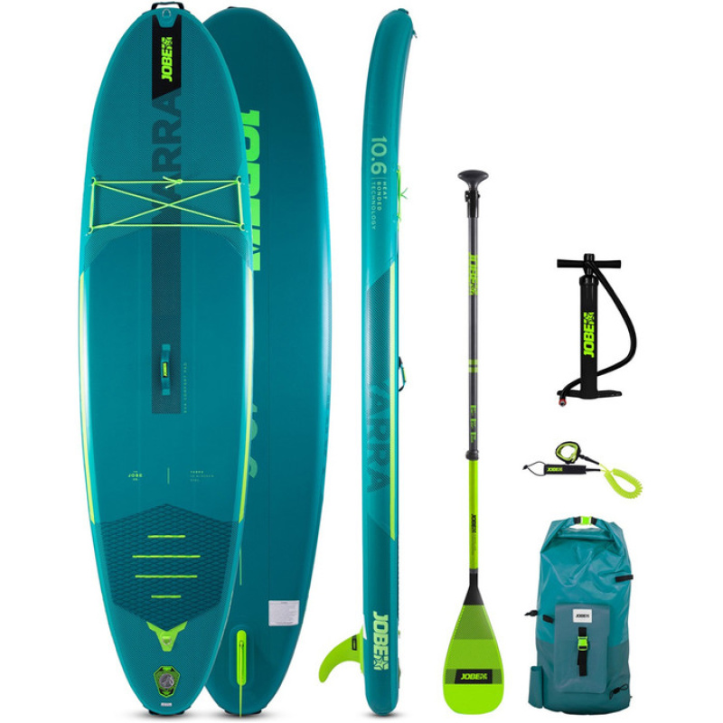 2022 Jobe Aero Yarra 106 Stand Up Paddle Board Package 486421002 - BoardBag Pump Paddle Leash - Teal- Main 1.700x700